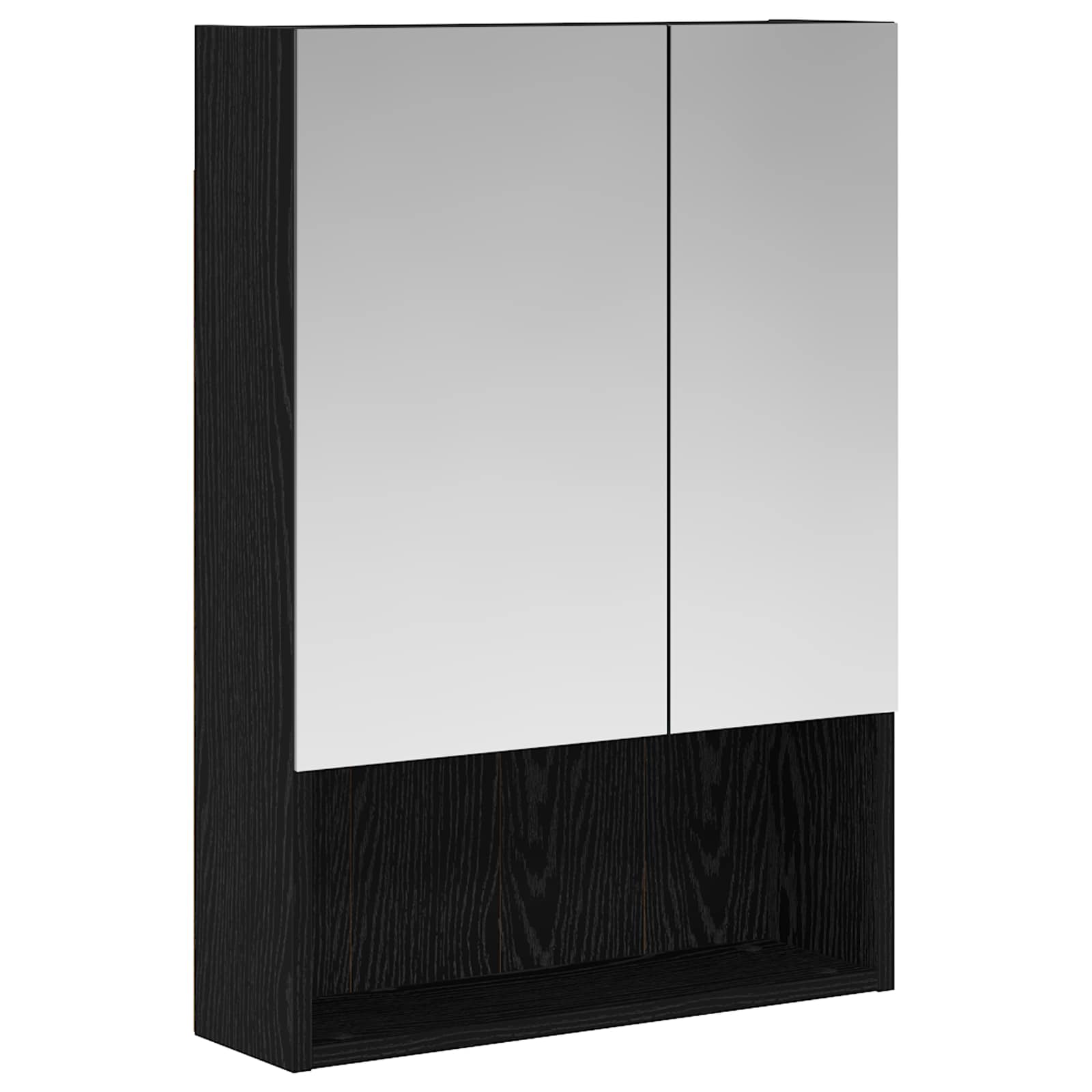 Badkamer spiegelkast Zwart Eiken 50 x 14,5 x 70 cm Bewerkt hout