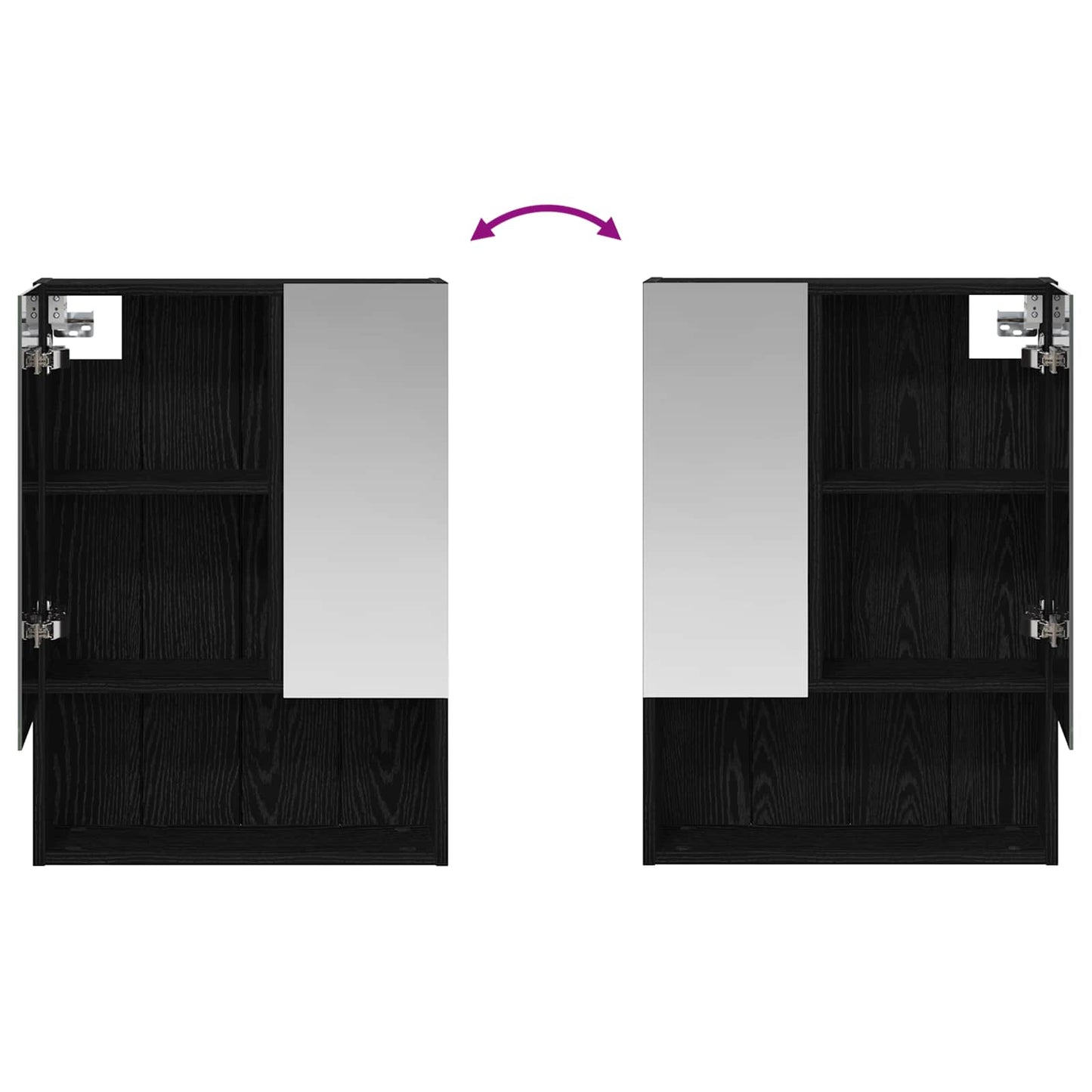 Badkamer spiegelkast Zwart Eiken 50 x 14,5 x 70 cm Bewerkt hout