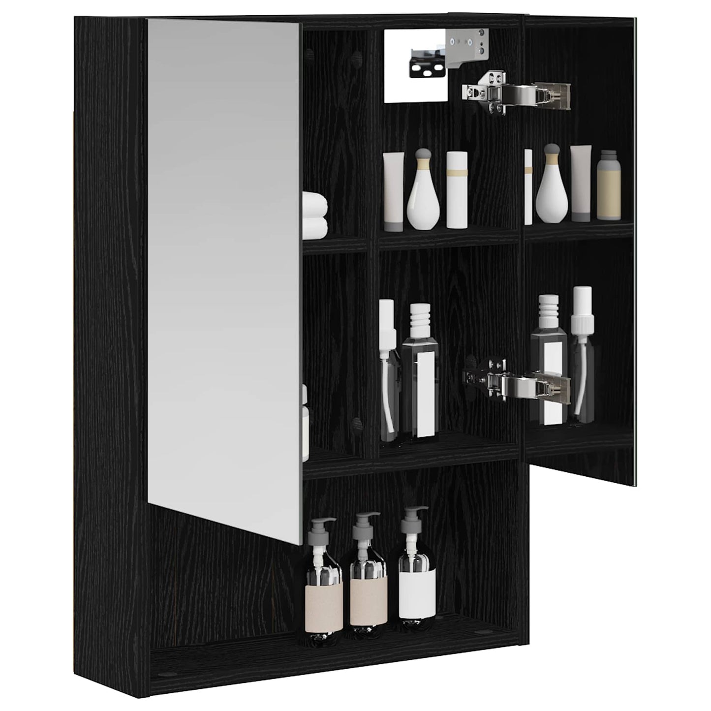 Badkamer spiegelkast Zwart Eiken 50 x 14,5 x 70 cm Bewerkt hout