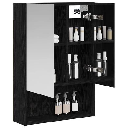 Badkamer spiegelkast Zwart Eiken 50 x 14,5 x 70 cm Bewerkt hout