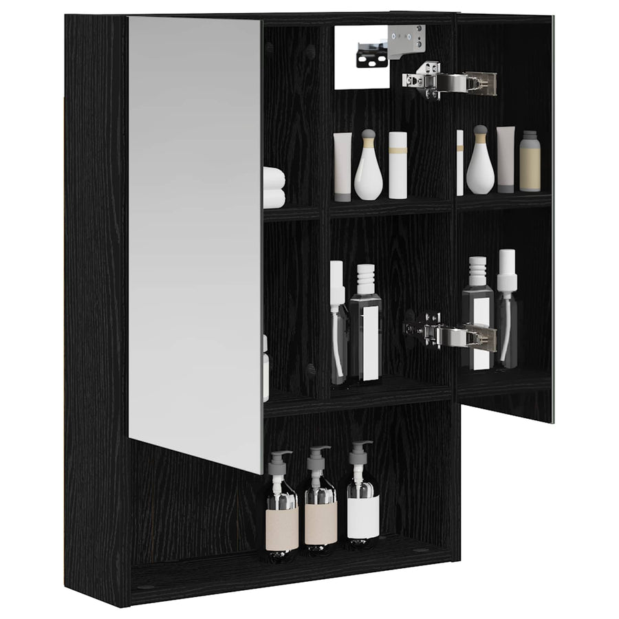 Badkamer spiegelkast Zwart Eiken 50 x 14,5 x 70 cm Bewerkt hout