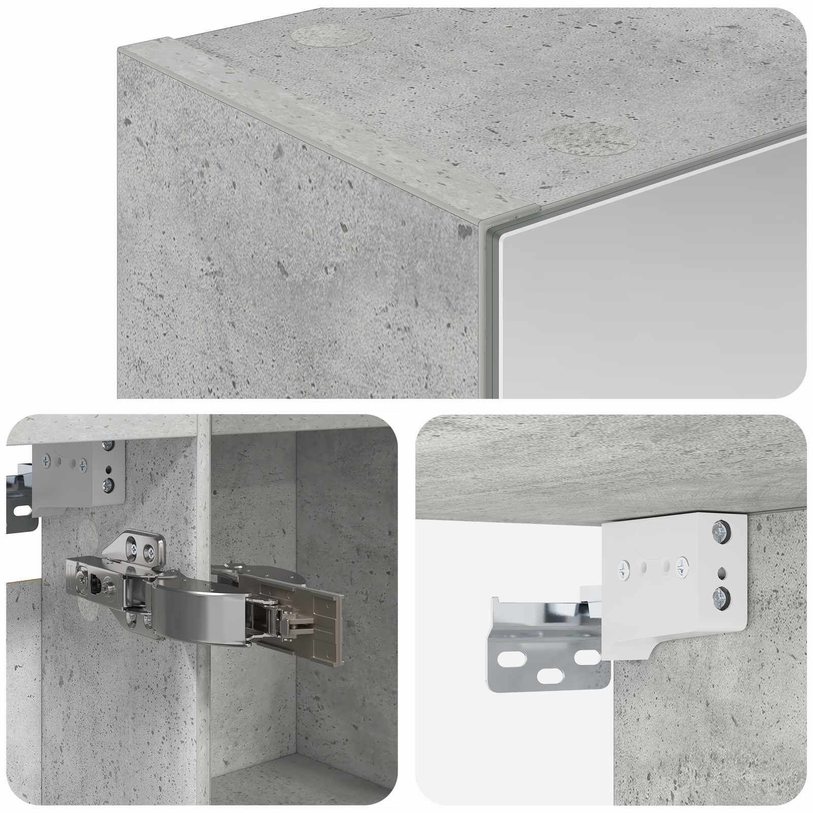 Badkamer spiegelkast Beton Grijs 50 x 14,5 x 70 cm Bewerkt hout