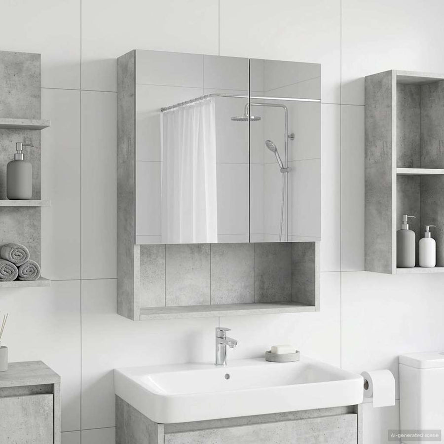 Badkamer spiegelkast Beton Grijs 50 x 14,5 x 70 cm Bewerkt hout