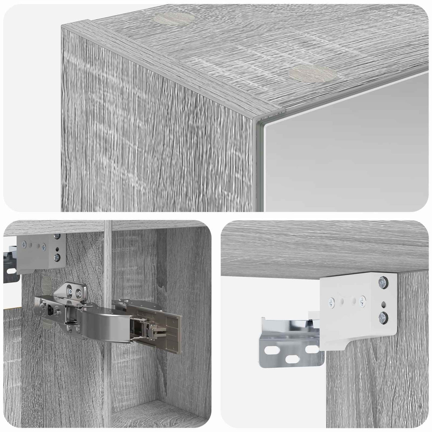 Badkamer spiegelkast met plank Grijs Sonoma 50 x 14,5 x 70 cm