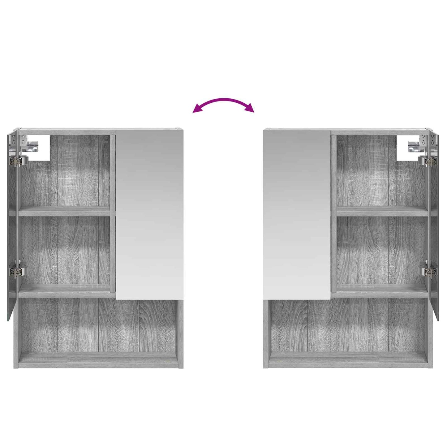 Badkamer spiegelkast met plank Grijs Sonoma 50 x 14,5 x 70 cm