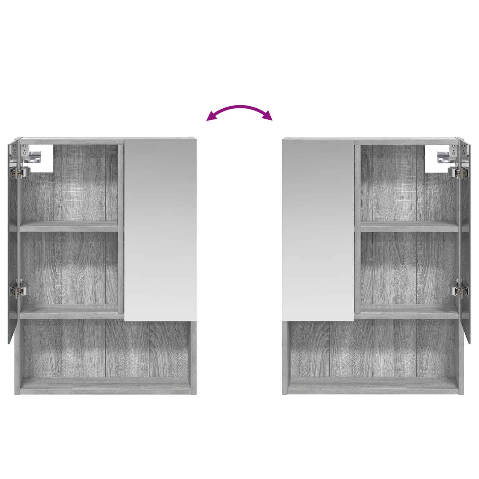 Badkamer spiegelkast met plank Grijs Sonoma 50 x 14,5 x 70 cm