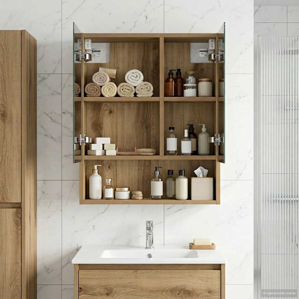Badkamer spiegelkast Ambachtelijk eiken 50 x 14,5 x 70 cm