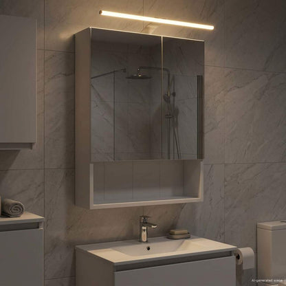 Badkamer spiegelkast Wit 50 x 14,5 x 70 cm Bewerkt hout