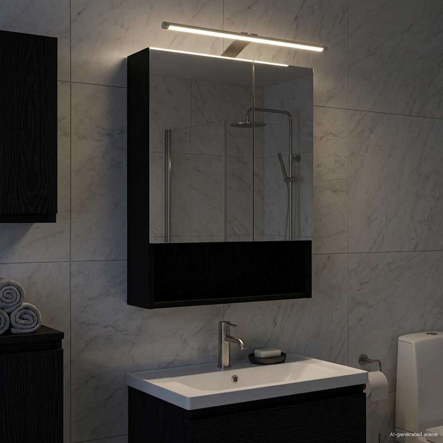 Badkamer spiegelkast Zwart Eiken 50 x 14,5 x 70 cm Bewerkt hout