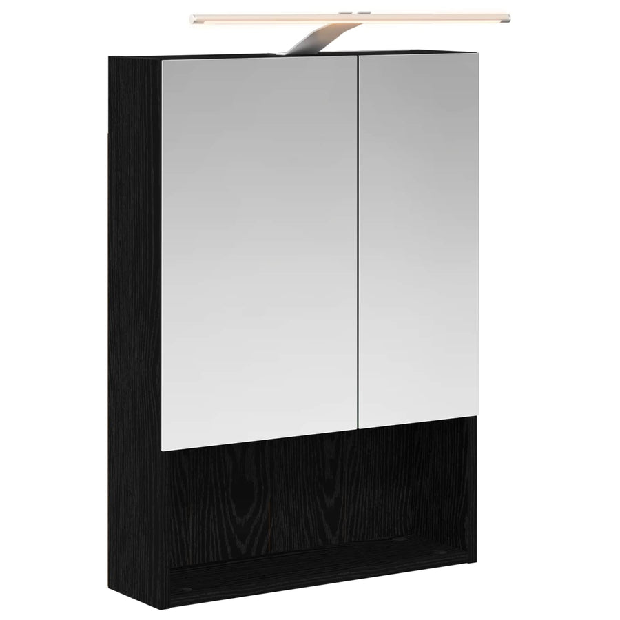 Badkamer spiegelkast Zwart Eiken 50 x 14,5 x 70 cm Bewerkt hout