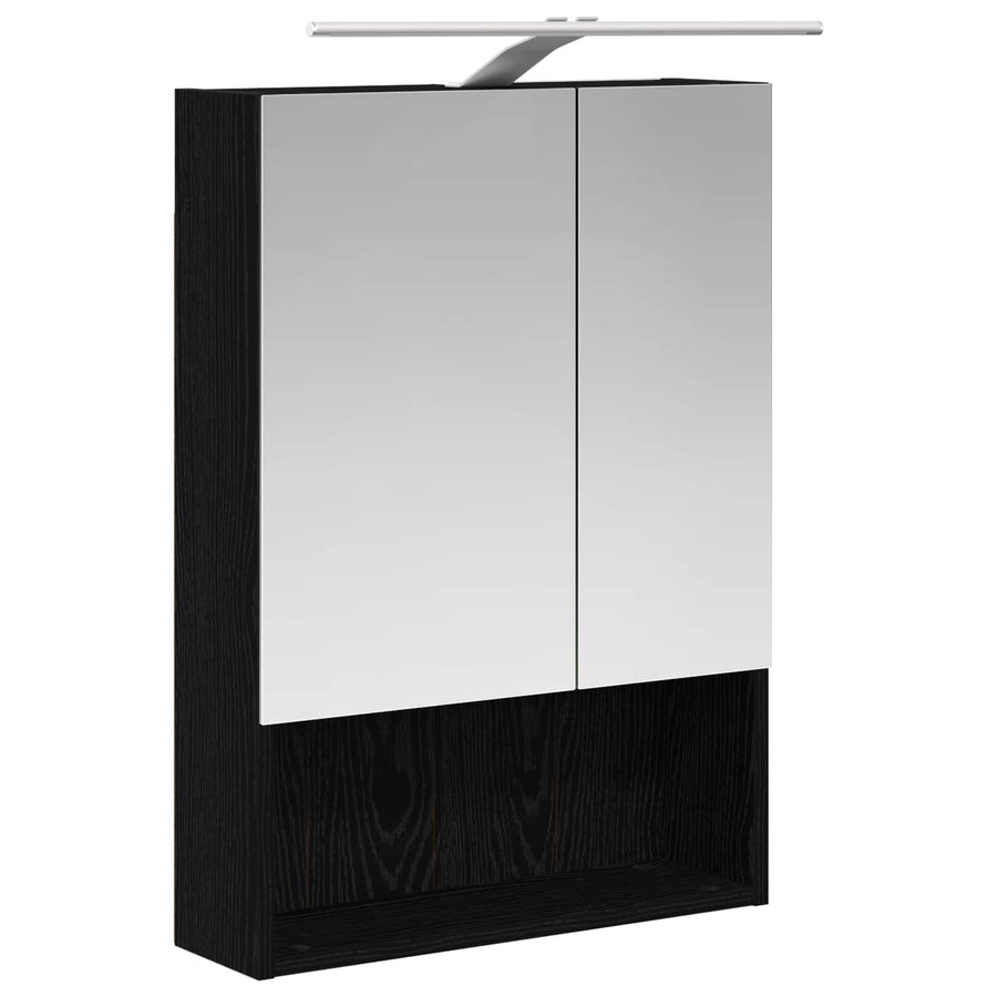 Badkamer spiegelkast Zwart Eiken 50 x 14,5 x 70 cm Bewerkt hout