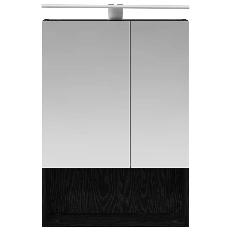 Badkamer spiegelkast Zwart Eiken 50 x 14,5 x 70 cm Bewerkt hout