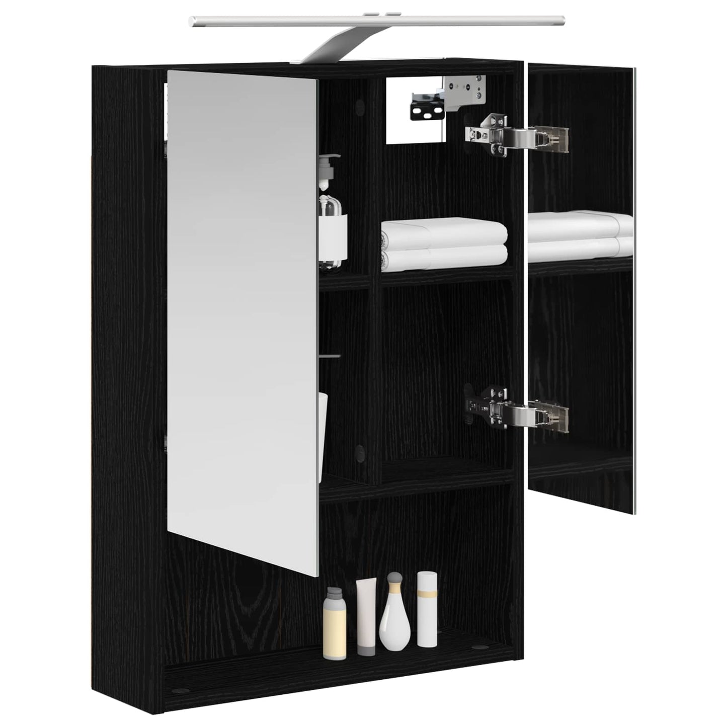 Badkamer spiegelkast Zwart Eiken 50 x 14,5 x 70 cm Bewerkt hout