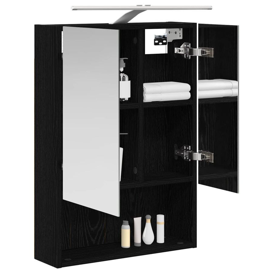 Badkamer spiegelkast Zwart Eiken 50 x 14,5 x 70 cm Bewerkt hout