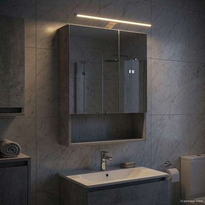 Badkamer spiegelkast Beton Grijs 50 x 14,5 x 70 cm Bewerkt hout