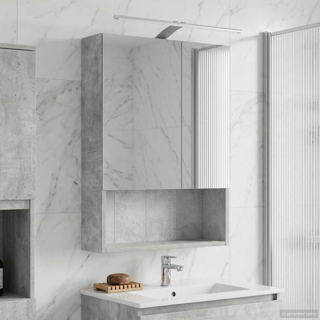 Badkamer spiegelkast Beton Grijs 50 x 14,5 x 70 cm Bewerkt hout