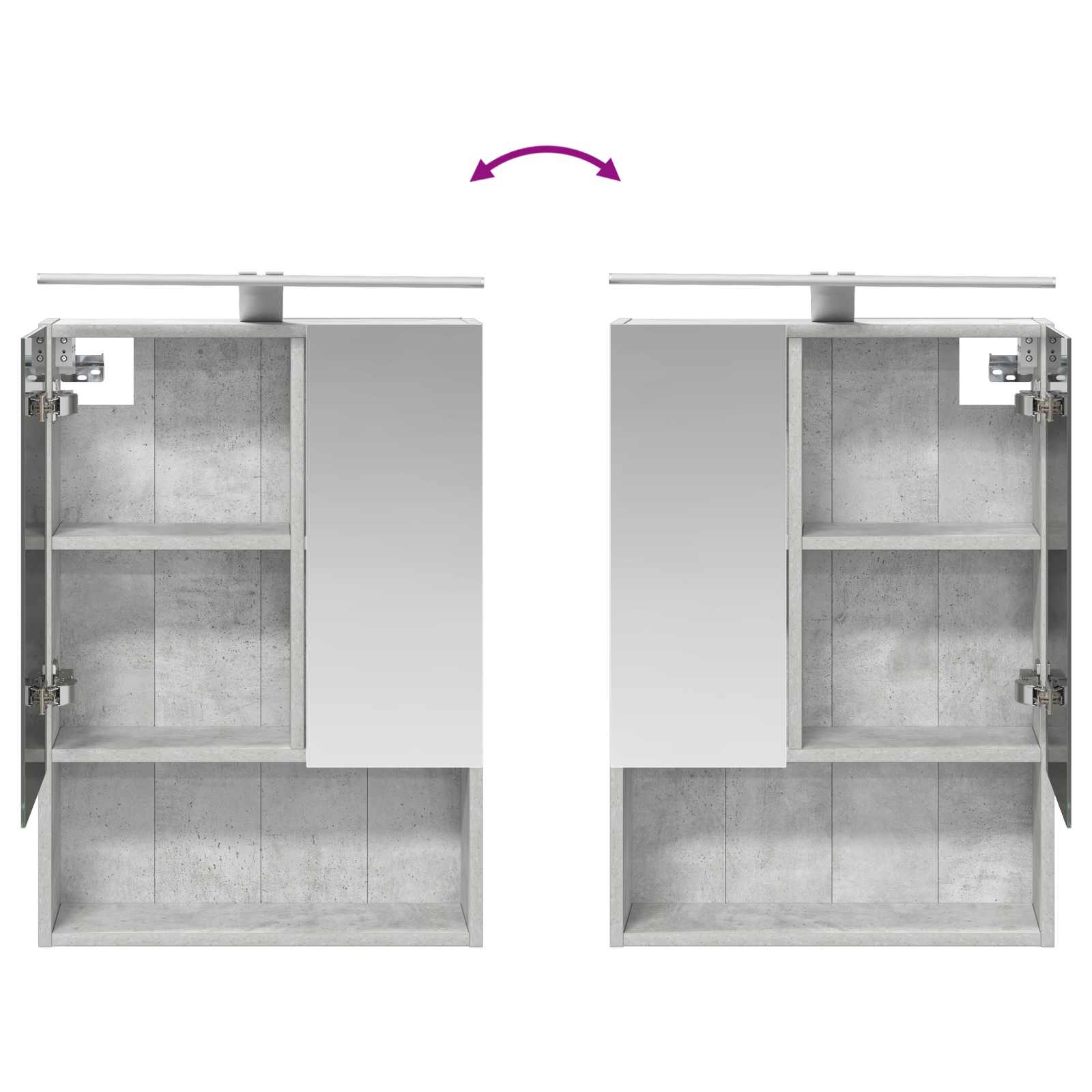 Badkamer spiegelkast Beton Grijs 50 x 14,5 x 70 cm Bewerkt hout