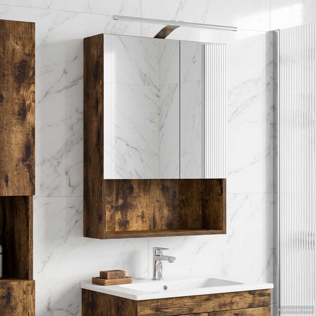 Badkamer spiegelkast met plank Gerookt eiken 50 x 14,5 x 70 cm