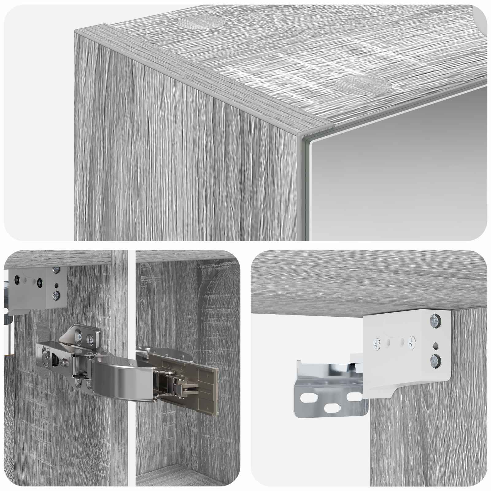 Badkamer spiegelkast met plank Grijs Sonoma 50 x 14,5 x 70 cm