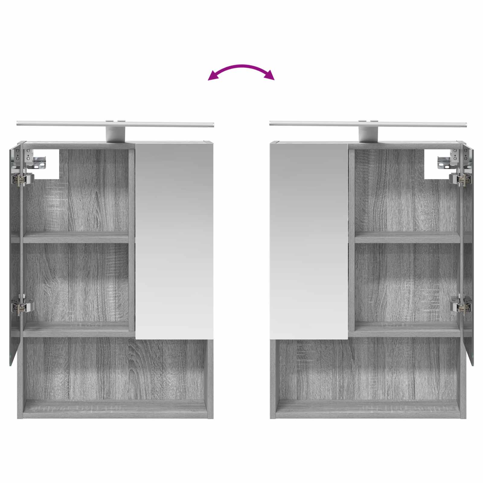 Badkamer spiegelkast met plank Grijs Sonoma 50 x 14,5 x 70 cm