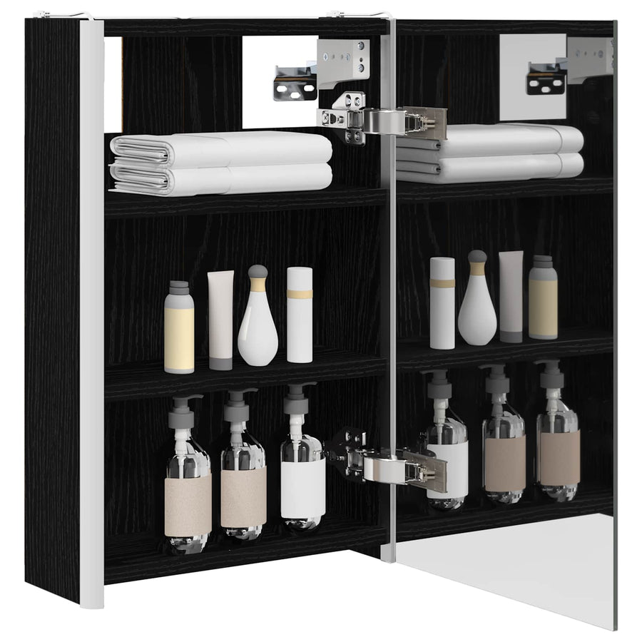 Badkamer spiegelkast Zwart Eiken 33 x 11,5 x 50 cm Bewerkt hout