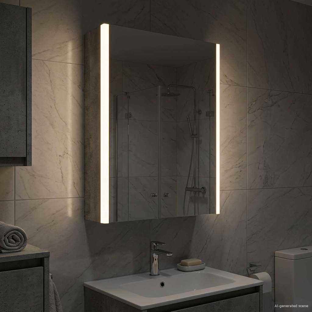 Badkamer spiegelkast Beton Grijs 33 x 11,5 x 50 cm Bewerkt hout