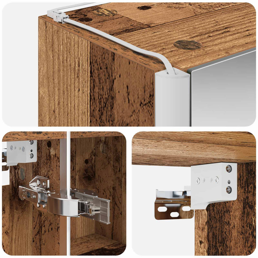 Badkamer spiegelkast Oudhout 33 x 11,5 x 50 cm Bewerkt hout