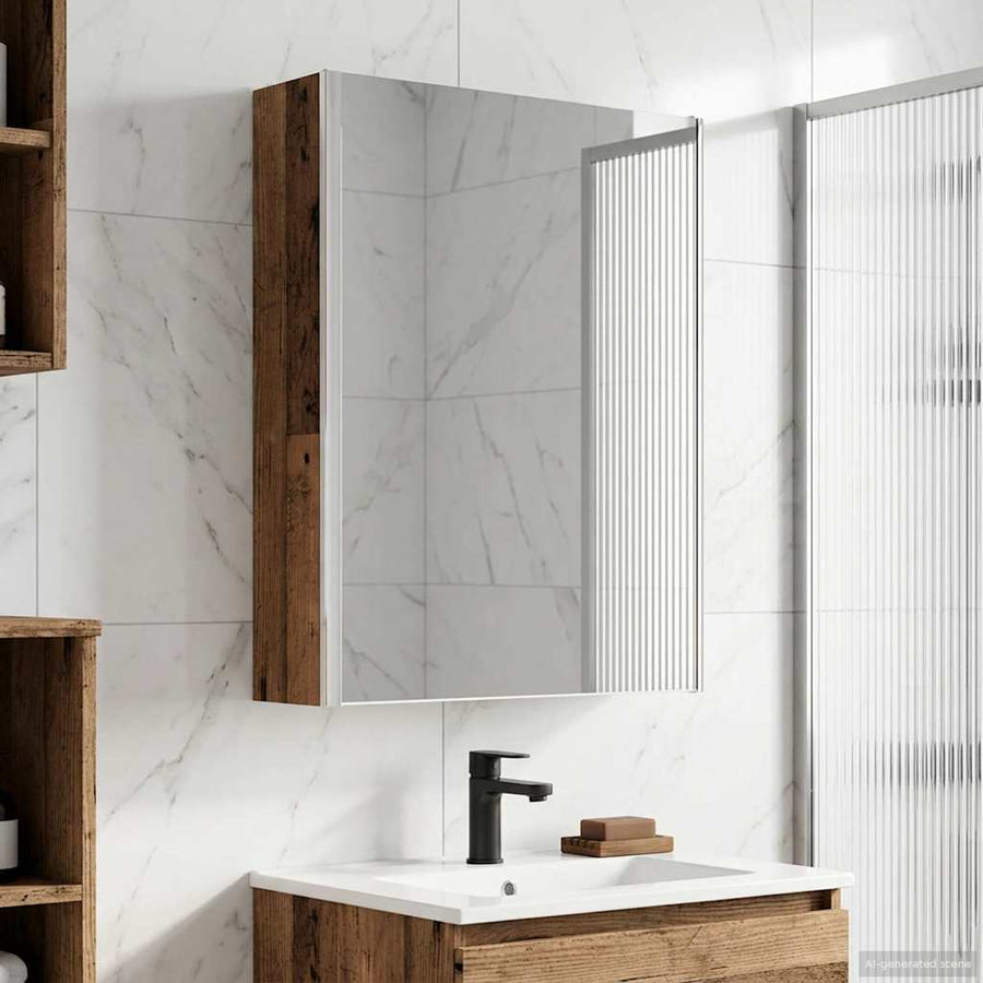 Badkamer spiegelkast Oudhout 53,5 x 15,5 x 70 cm Bewerkt hout