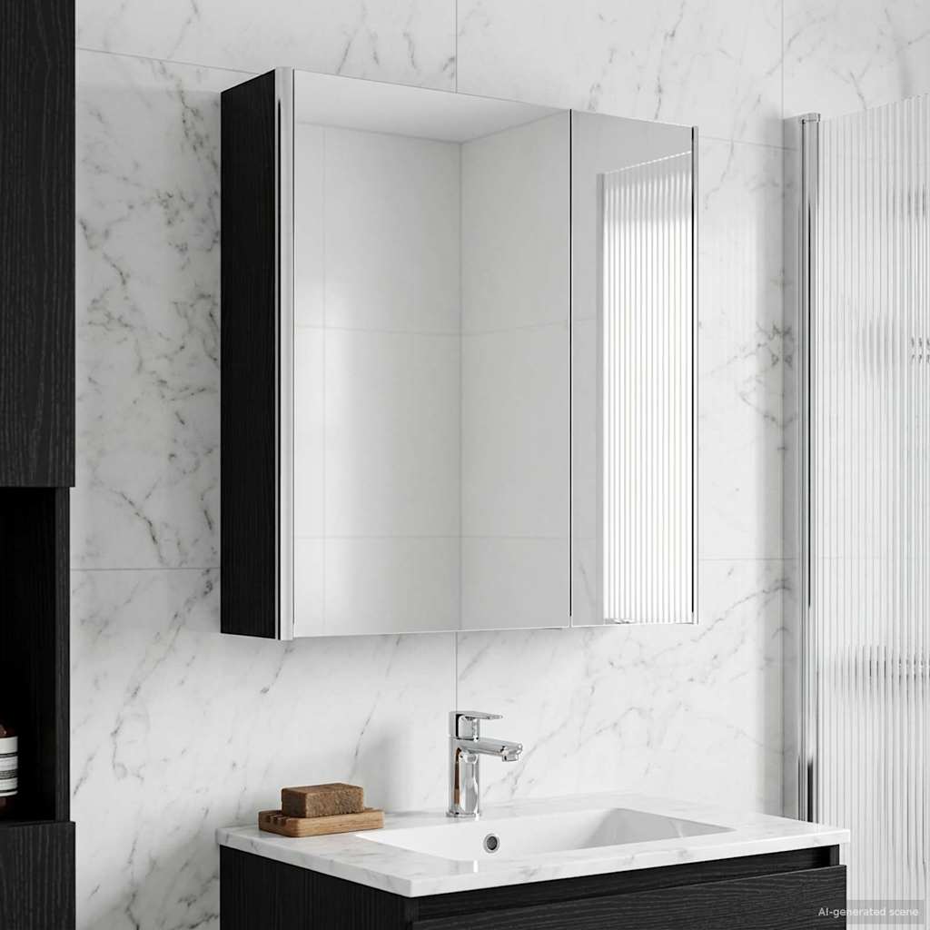 Badkamer spiegelkast Zwart Eiken 63,5 x 15,5 x 70 cm
