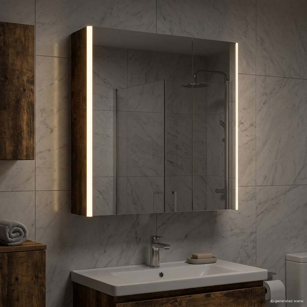 Badkamer spiegelkast Gerookt eiken 63,5 x 15,5 x 70 cm