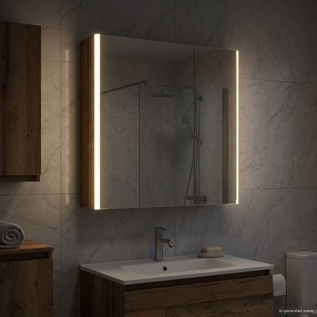 Badkamer spiegelkast Oudhout 63,5 x 15,5 x 70 cm Bewerkt hout
