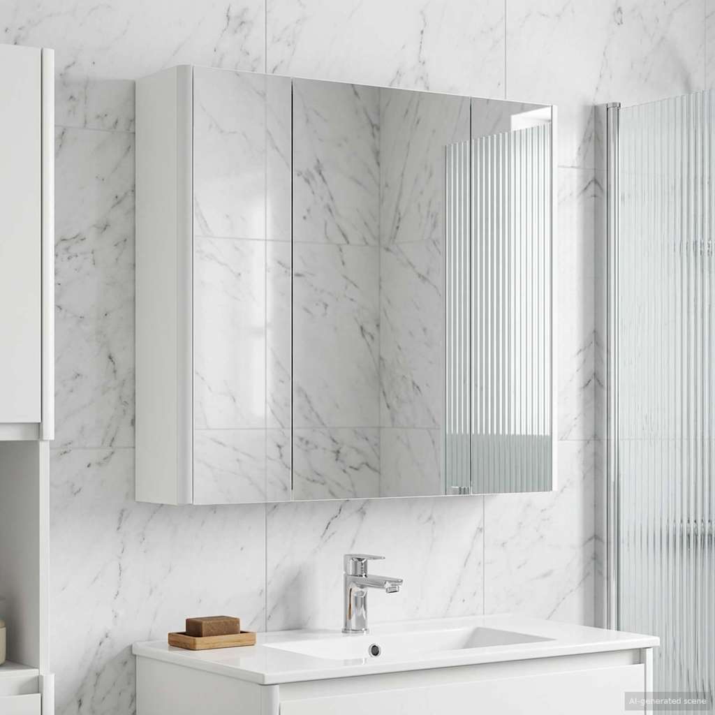 Badkamer spiegelkast Wit 63,5 x 15,5 x 60,5 cm Bewerkt hout