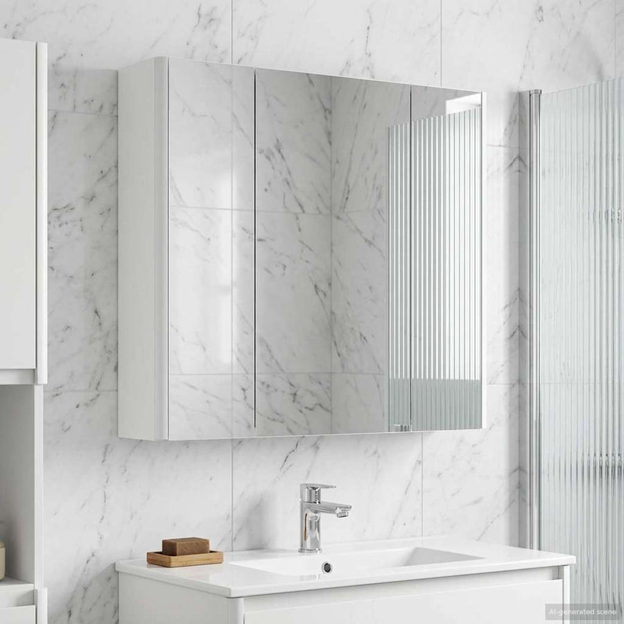 Badkamer spiegelkast Wit 63,5 x 15,5 x 60,5 cm Bewerkt hout