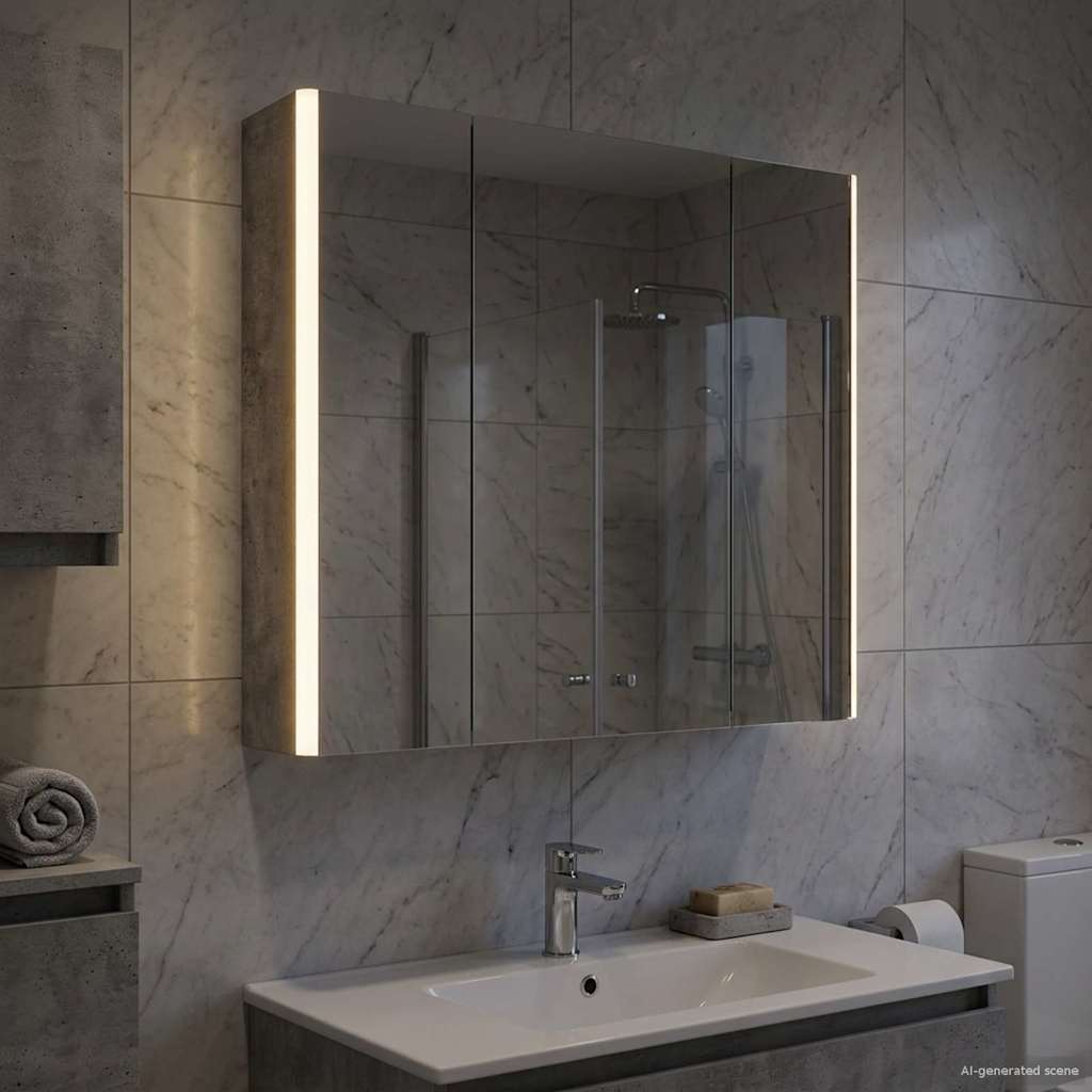 Badkamer spiegelkast Beton Grijs 63,5 x 15,5 x 60,5 cm