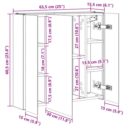 Badkamer spiegelkast Gerookt eiken 63,5 x 15,5 x 60,5 cm