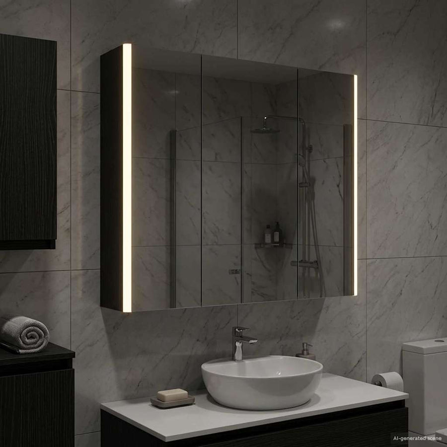 Badkamer spiegelkast met plank Zwart Eiken 73,5 x 15,5 x 70 cm