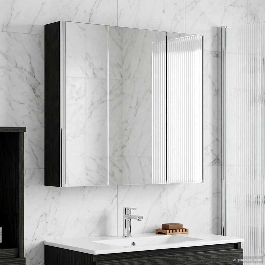 Badkamer spiegelkast met plank Zwart Eiken 73,5 x 15,5 x 70 cm