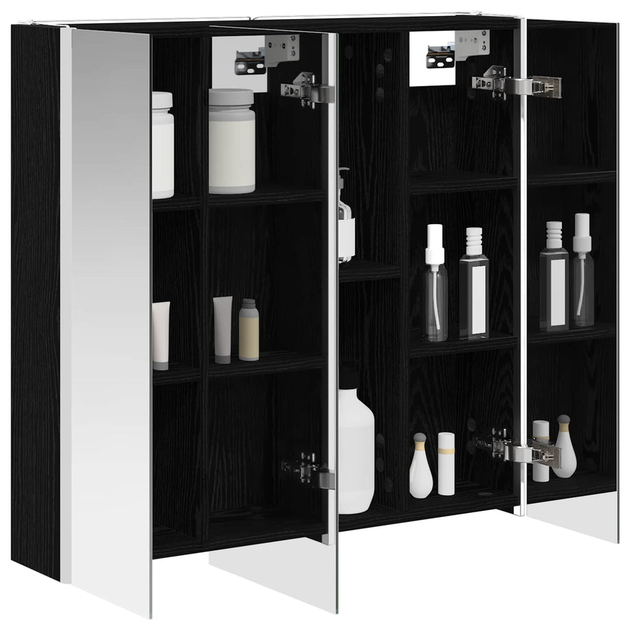 Badkamer spiegelkast met plank Zwart Eiken 73,5 x 15,5 x 70 cm