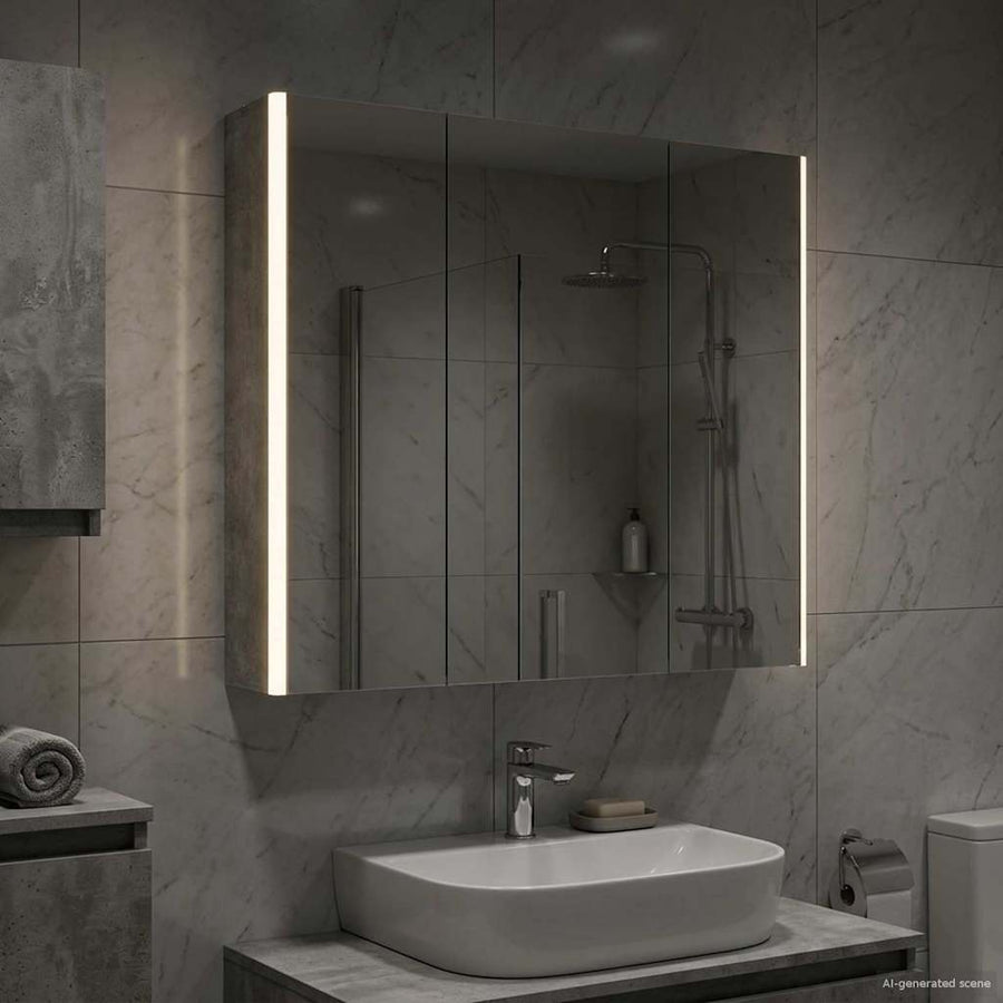 Badkamer spiegelkast met plank Beton Grijs 73,5 x 15,5 x 70 cm