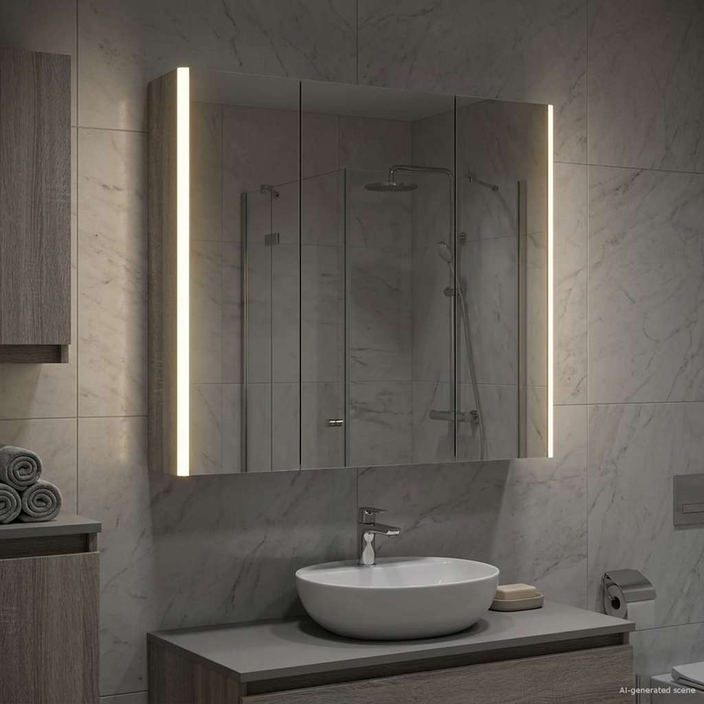 Badkamer spiegelkast met plank Grijs Sonoma 73,5 x 15,5 x 70 cm