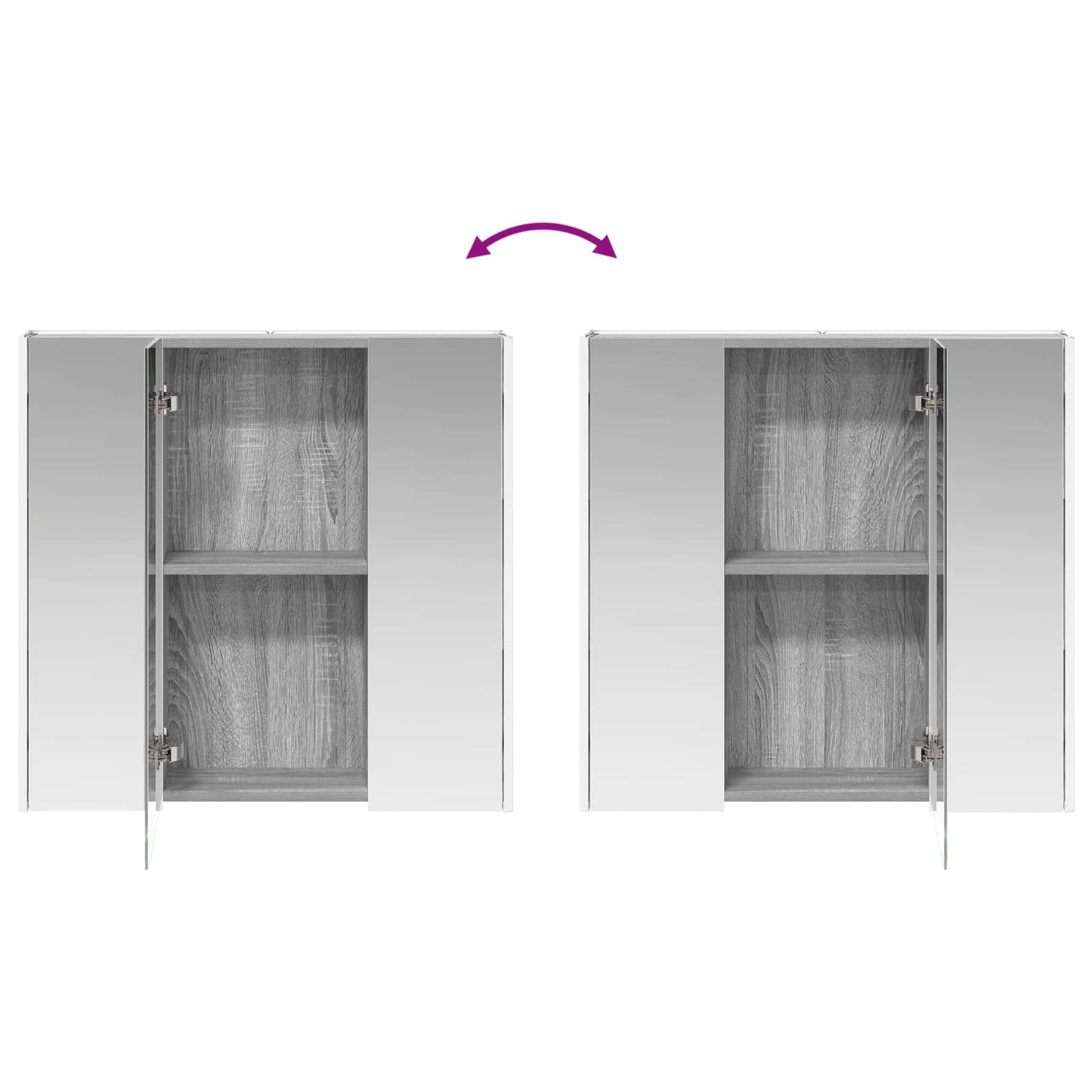 Badkamer spiegelkast met plank Grijs Sonoma 73,5 x 15,5 x 70 cm