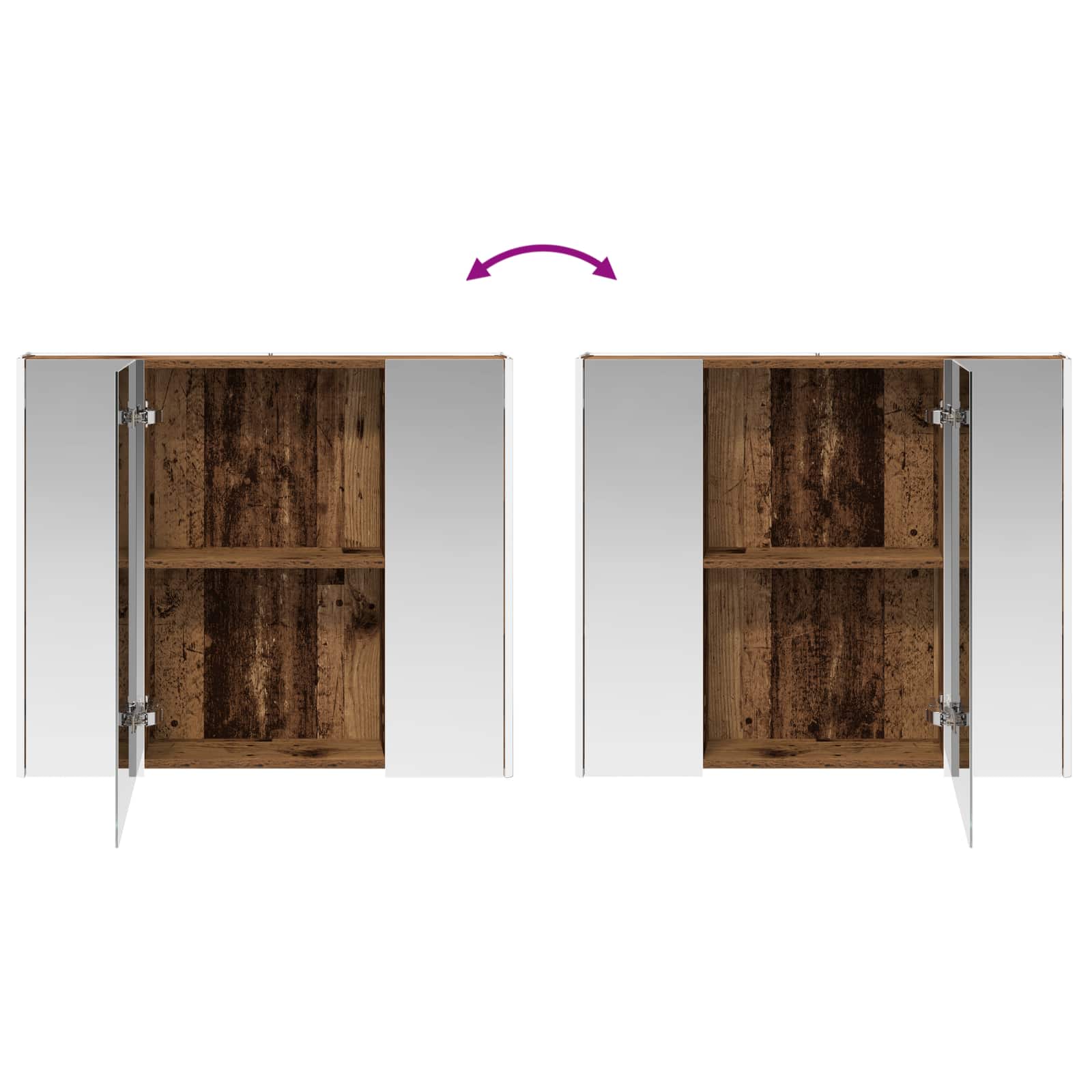 Badkamer spiegelkast Oudhout 83,5 x 15,5 x 70 cm Bewerkt hout