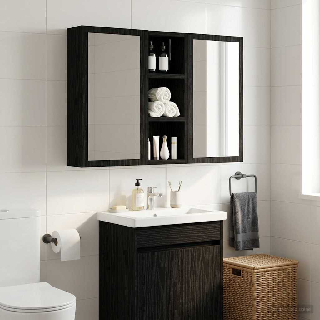 Badkamer wandkast Zwarte Eik 20 x 10 x 50 cm Geconstrueerd hout
