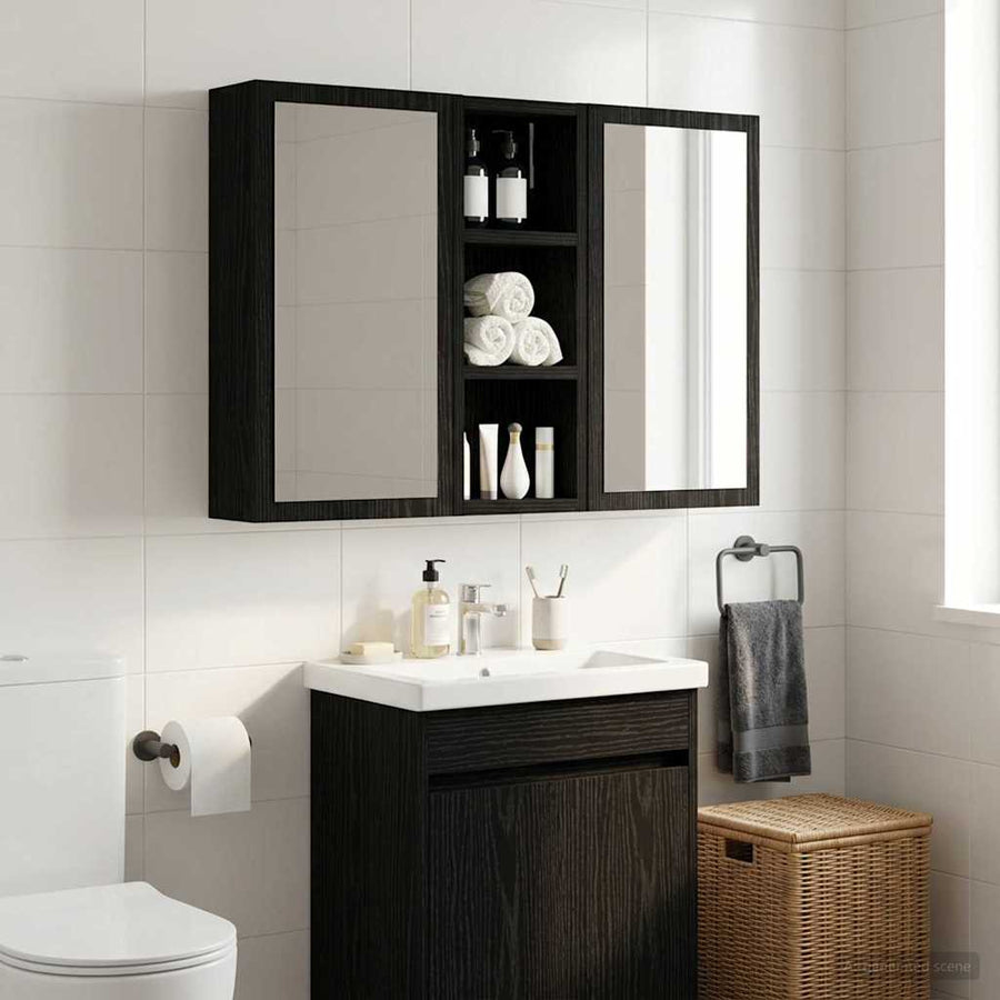 Badkamer wandkast Zwarte Eik 20 x 10 x 50 cm Geconstrueerd hout