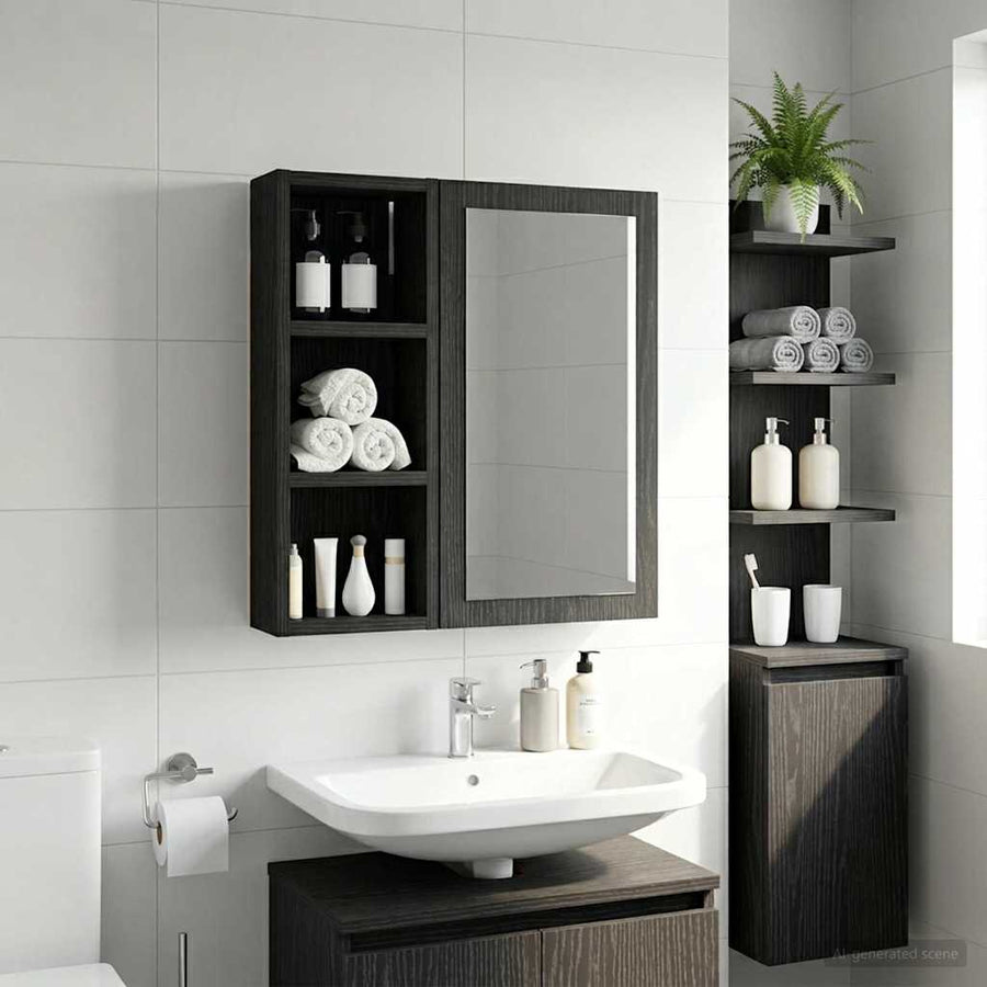 Badkamer wandkast Zwarte Eik 20 x 10 x 50 cm Geconstrueerd hout