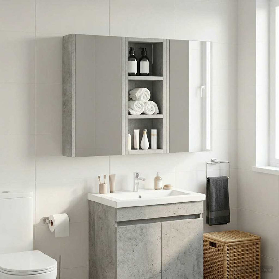 Badkamer wandkast met plank Beton Grijs 20 x 10 x 50 cm