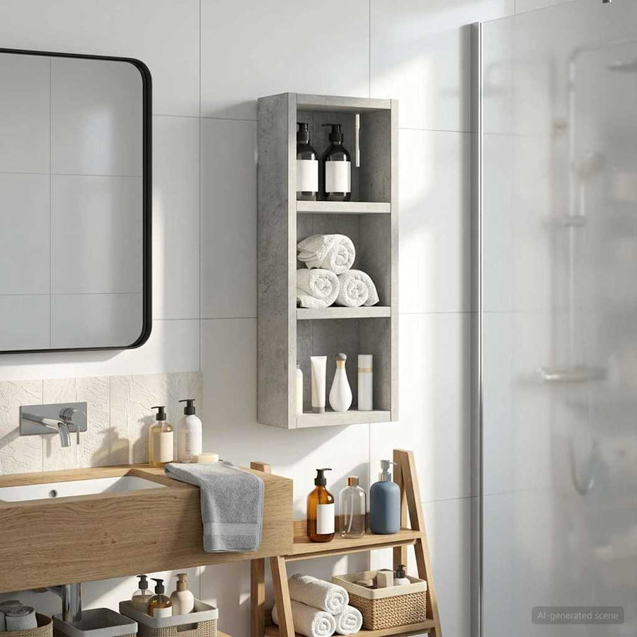 Badkamer wandkast met plank Beton Grijs 20 x 10 x 50 cm
