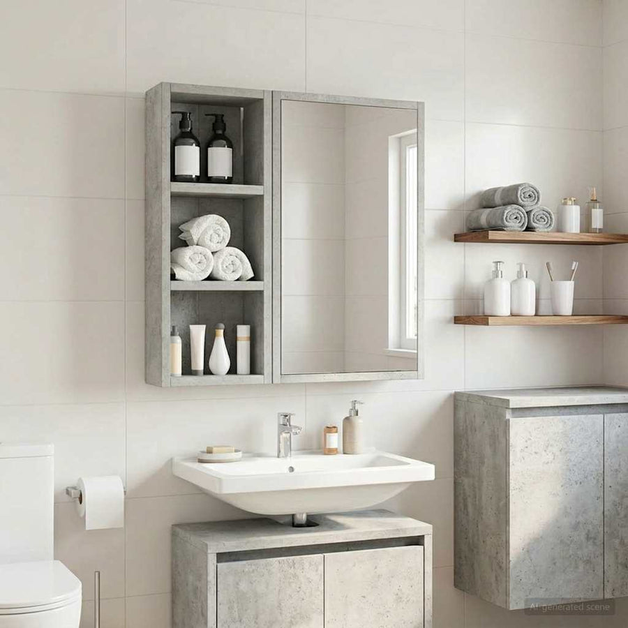 Badkamer wandkast met plank Beton Grijs 20 x 10 x 50 cm