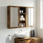 Badkamer wandkast 20x10x50 cm gerookte eik