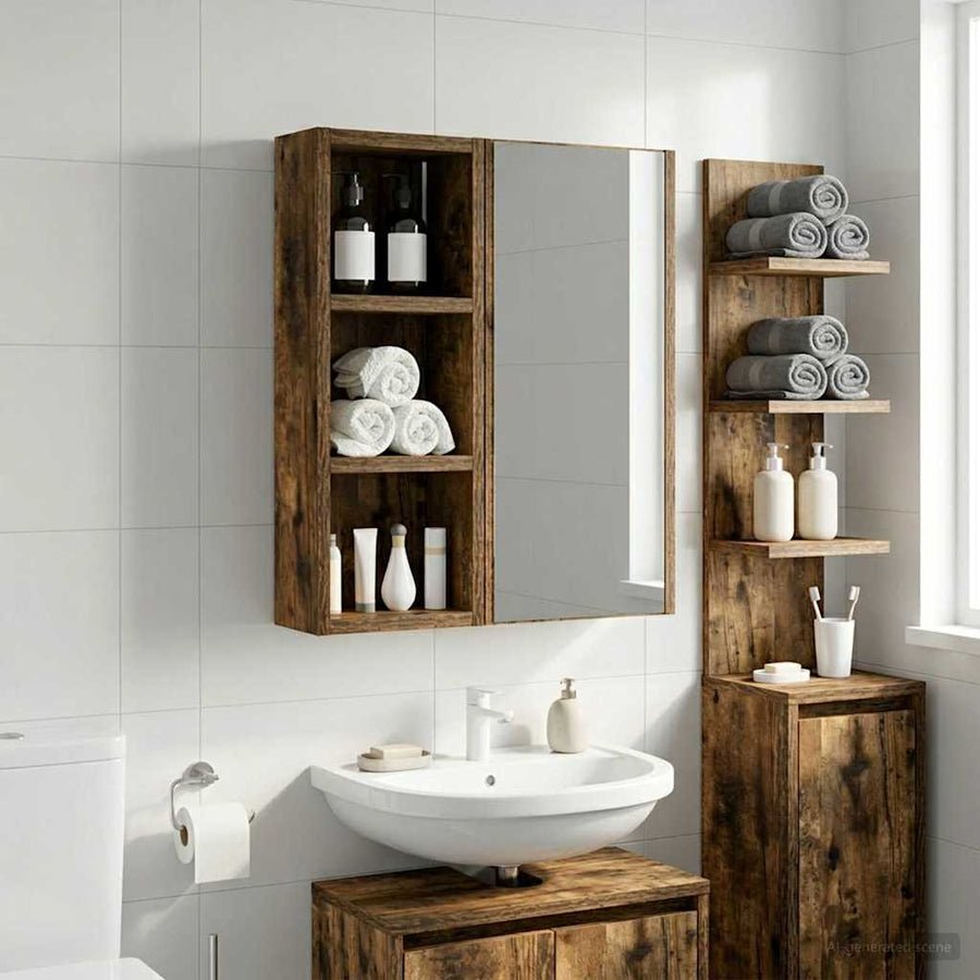 Badkamer wandkast met plank Gerookte Eik 20 x 10 x 50 cm